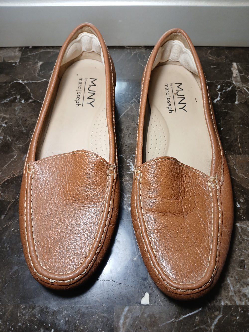 Marc Joseph Tan Leather Slip-On Loafers